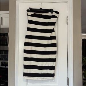 Bebe Black and White Striped tube Dress